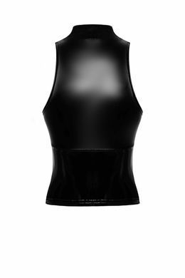 Топ Noir Handmade F324 Glam, 3XL, black, халтер, на молнии, виниловые вставки, воротник-стойка SX0380 фото