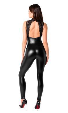 Комбинезон Noir Handmade F342 Powerwetlook and lace overall - 3XL SX2001 фото
