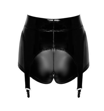 Шортики Noir Handmade F325 Glam, 3XL, black, винил, высокая талия, крепления для чулок, с доступом SX0386 фото