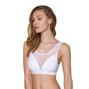 Топ с прозрачной вставкой Passion PS002 TOP L, white SO4203 фото