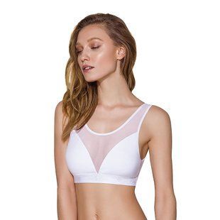Топ с прозрачной вставкой Passion PS002 TOP S, white SO4205 фото
