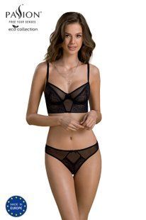 Комплект Passion DROSERA SET black, L/XL, сітка+мереживо, бюстьє та трусики танга SX0479 фото