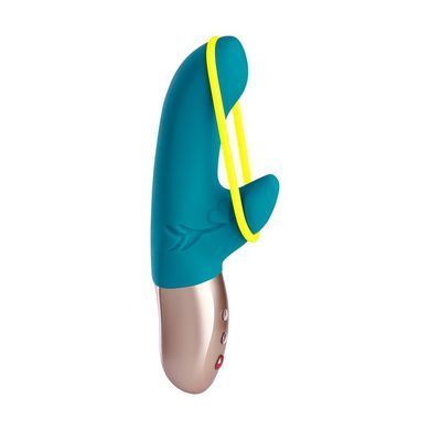Мини вибратор-кролик со стимулирующей лентой Fun Factory AMORINO petrol/neon yellow, лента съемная SX0947 фото