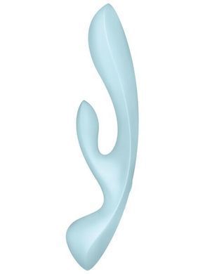 Двухсторонний вибратор-кролик Satisfyer Triple Oh Light Blue, 3 мотора, рукоятка-массажер SO7781 фото