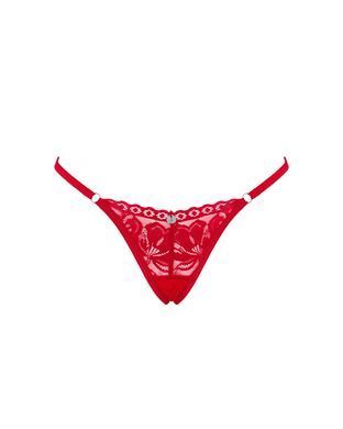 Кружевные стринги Obsessive Lacelove thong XL/2XL Red, низкая посадка SO8663 фото