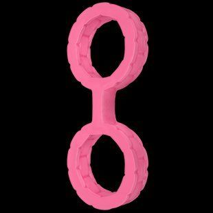 Наручники из силикона Doc Johnson The Cuffs Large - Pink, хорошо тянутся, для рук и для ног SO1968 фото