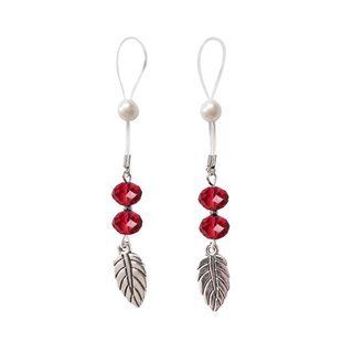 Прикраси з намистинами та листочком для сосків Art of Sex &ndash; Nipple Jewelry Leaf, червоні SO5396 фото
