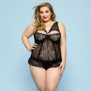 Сексуальный комплект белья JSY &laquo;Скромница Брук&raquo; Plus Size, Black, кружево, корсет, стринги SO8380 фото