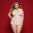 Нежный комплект белья JSY &laquo;Милая Бейли&raquo; Plus Size, White, корсет, стринги, стрепы, кружево SO8381 фото 2